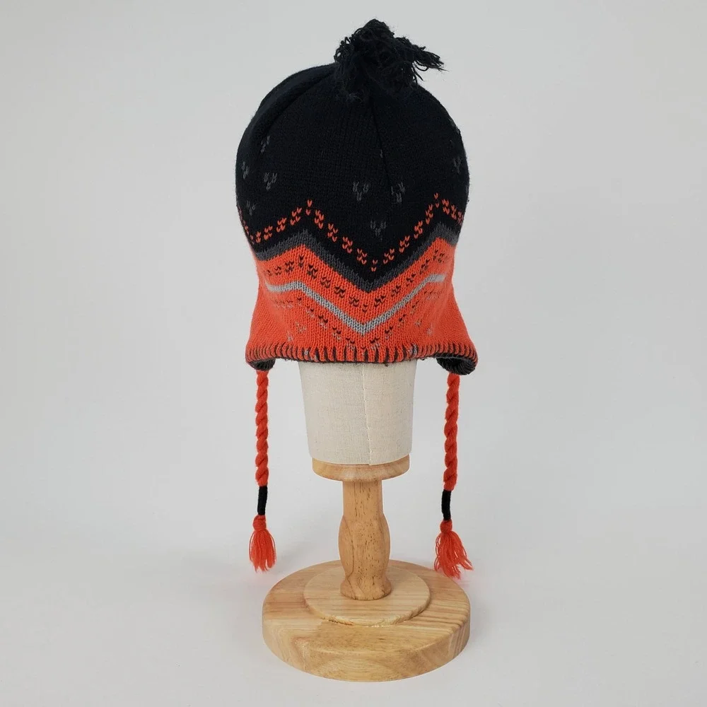 NCAA Syracuse Orange Knit Chullo Beanie Hat Fleece Lined Orange Navy Blue Tassel